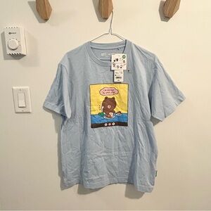 [Brand New] Uniqlo x LINE FRIENDS Blue T-shirt (Size M, Unisex)